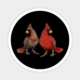 Red Cardinal birds male-female Magnet